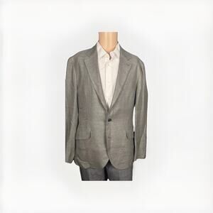 Brunello Cucinelli Linen Wool Silk Taupe Textured Sport Jacket IT 52/ US 42